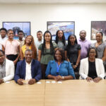 Seated From Left to Right Ashley Burnett, GBSL Project Manager Mrs. Allison Cartwright BYLD Chaperone Zhivargo Laing, Founder BYLD Solana Lightbourn, GBSL Corporate Relations Officer Ms. Pauline Bowe BYLD Advisor and Chaperone Anthoniqua Duncanson, GBSL Planner